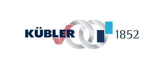 "KÜBLER 1852" -logo graafisilla elementeillä.