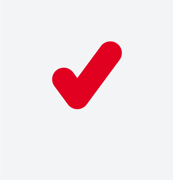 roter Haken auf weißem Untergrund KÜBLER HALLENHEIZUNGEN