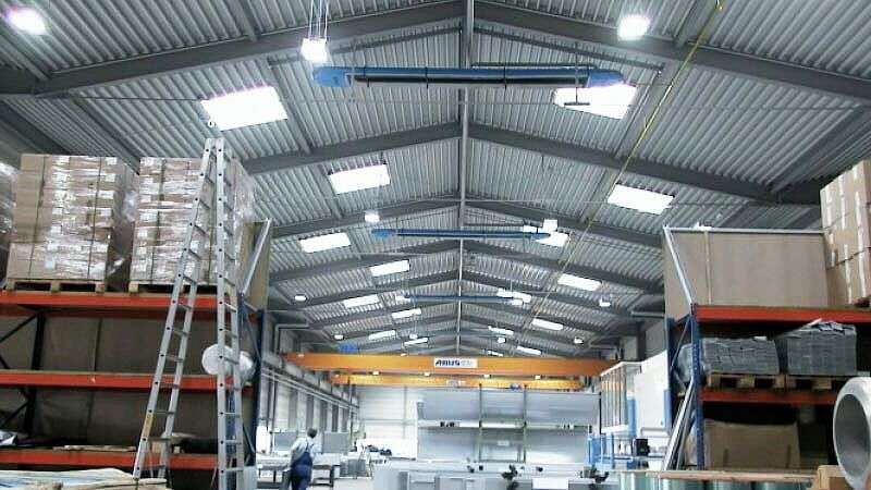 Anschauungsmaterial für Heizungsbauer, Logistikhalle mit OPTIMA plus Hallenheizung von KÜBLER