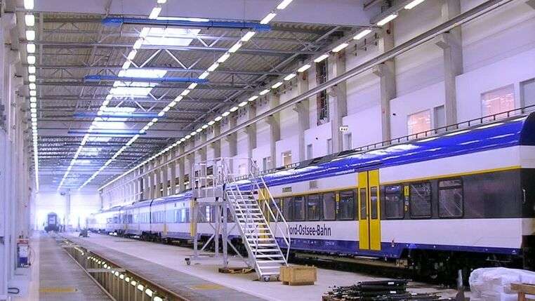 Zugwerkstatt beheizt durch OPTIMA plus Geräten von KÜBLER