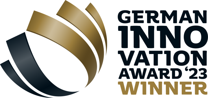 Logo of the German Innovation Award 2023 winner.
