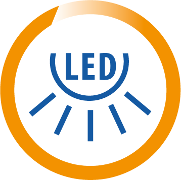 LED-symbol på oransje bakgrunn