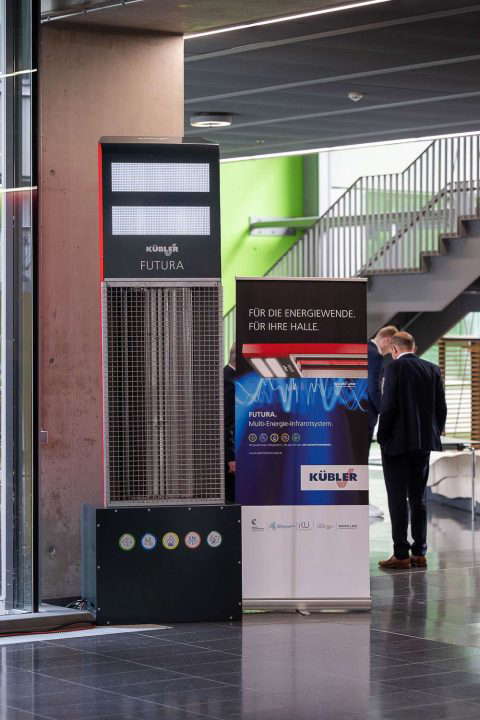 Infrared heating presentation at trade fair.