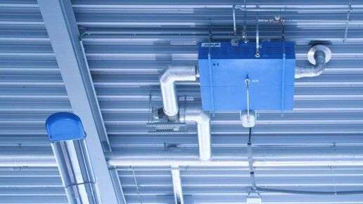 Industrial ventilation system on ceiling