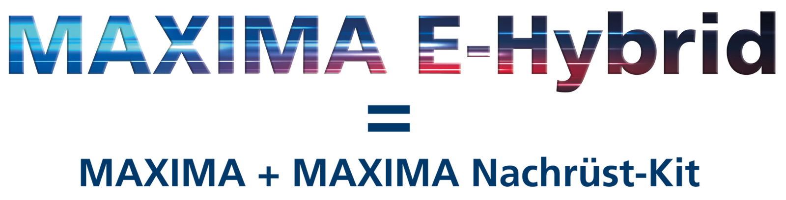 MAXIMA E-Hybrid"-logoen i blåtoner