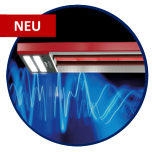 Új termék vibrációs kijelzővel és "ÚJ" bannerrel.