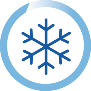 Символ снежинки в синем круге.