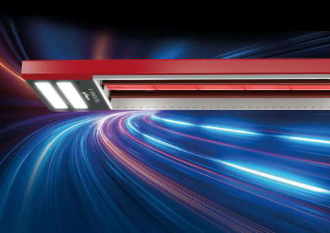 Nykyaikainen tekstiilipainokone, jossa on dynaamiset valaistustehosteet