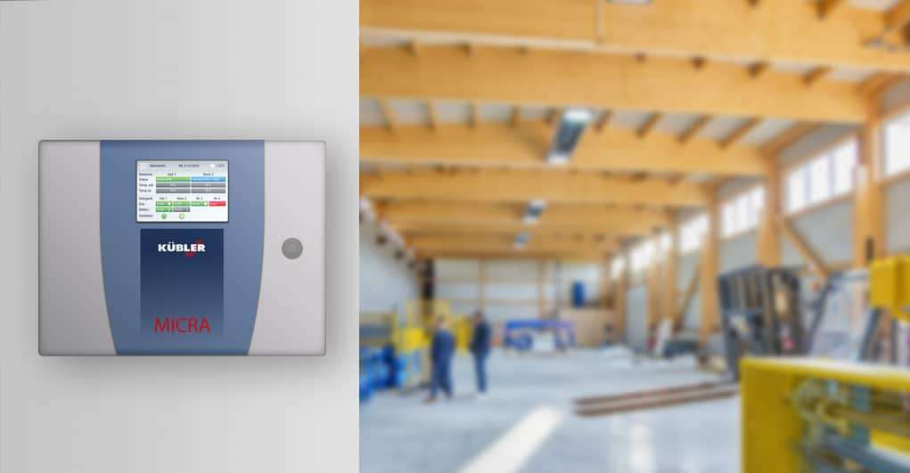 Kübler MICRA -ohjauspaneeli tehdashallissa