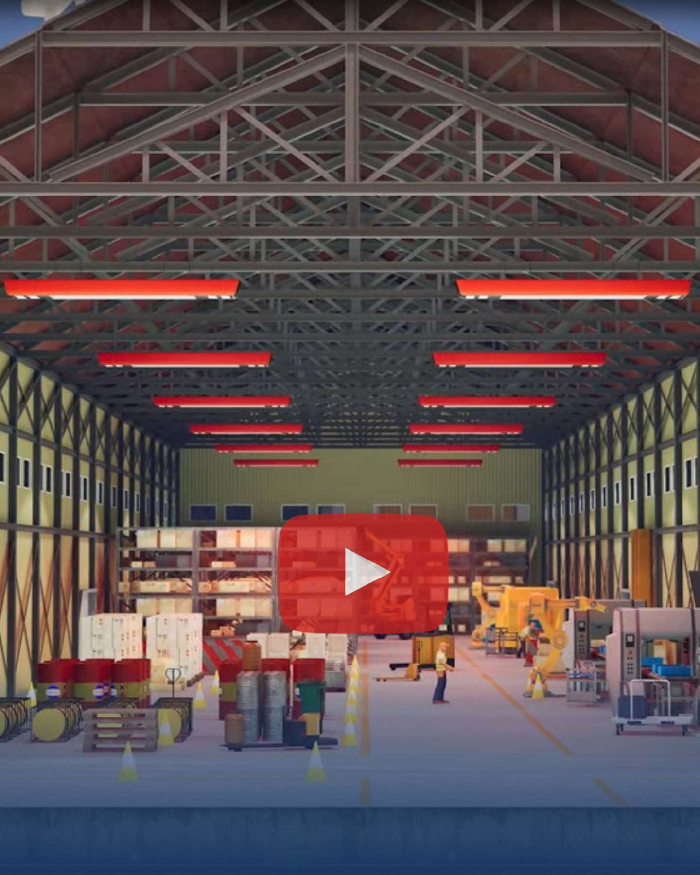 Animert lager med stor rød startknapp