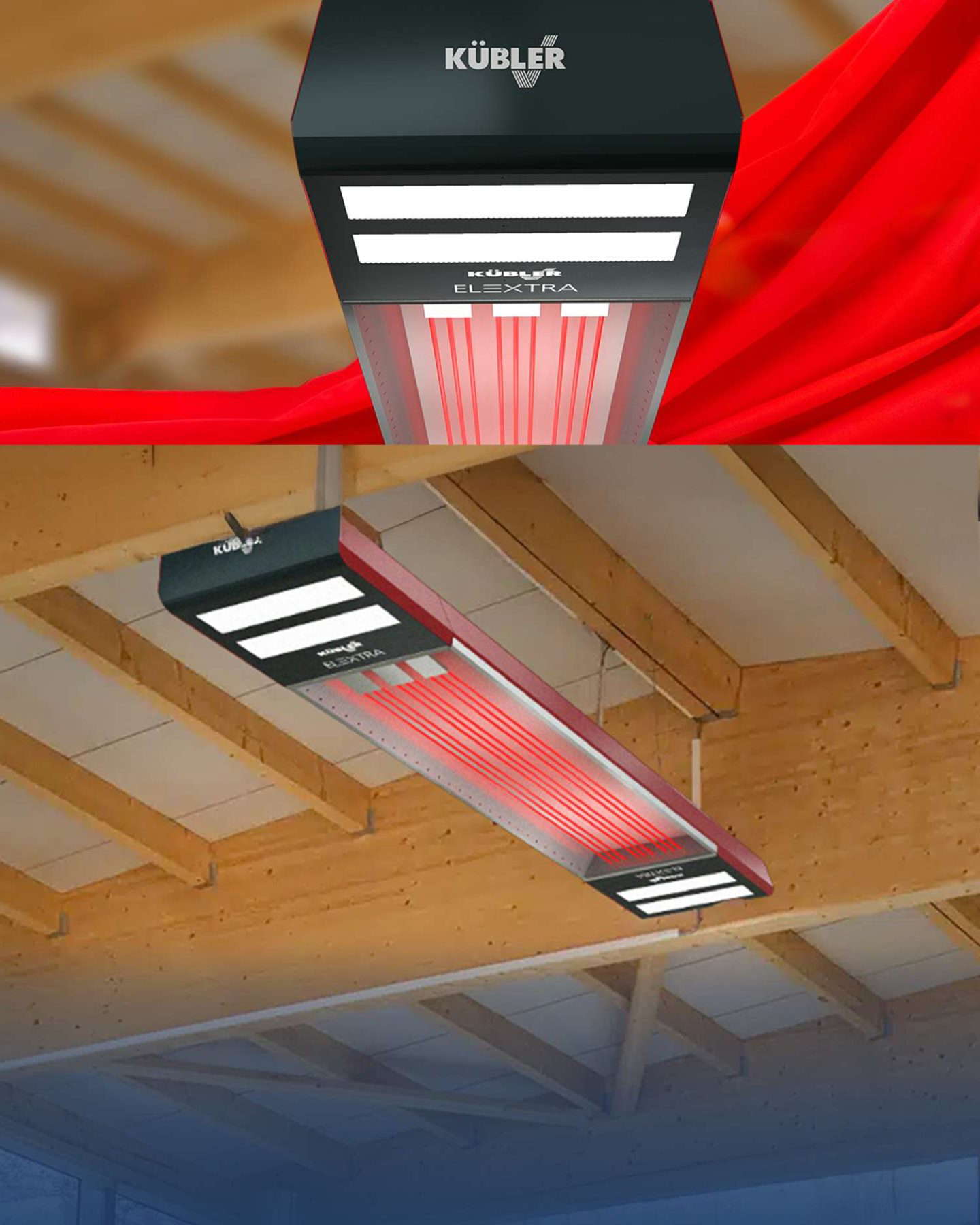 Kübler-lämmitysjärjestelmä asennettuna puukattoon