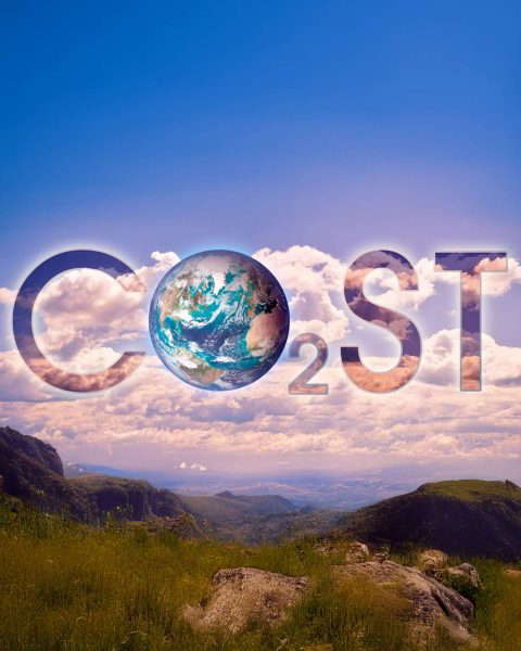 Erde im Himmel mit dem Text co2ST