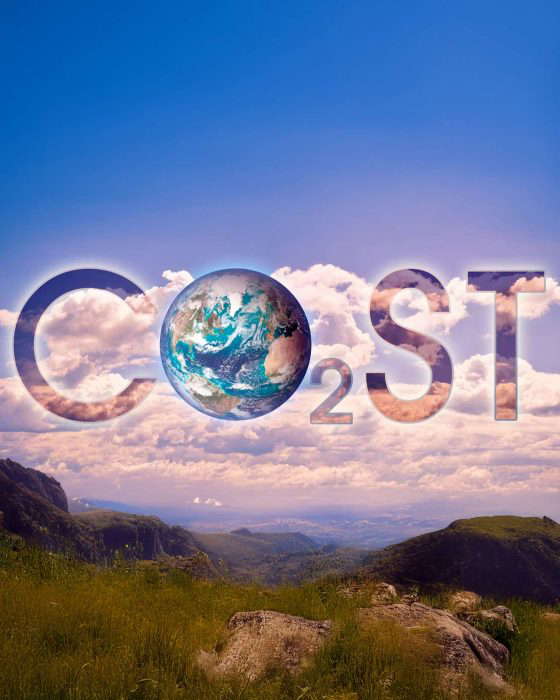 Erde im Himmel mit dem Text co2ST