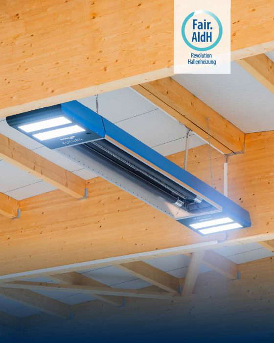 Moderni sali lämmitys asennettu puukattoon