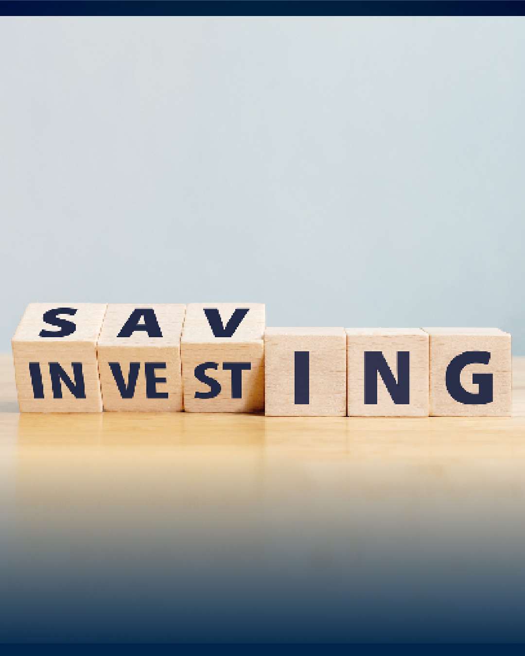Træklodser danner ordet 'OPSPARING INVESTERING'