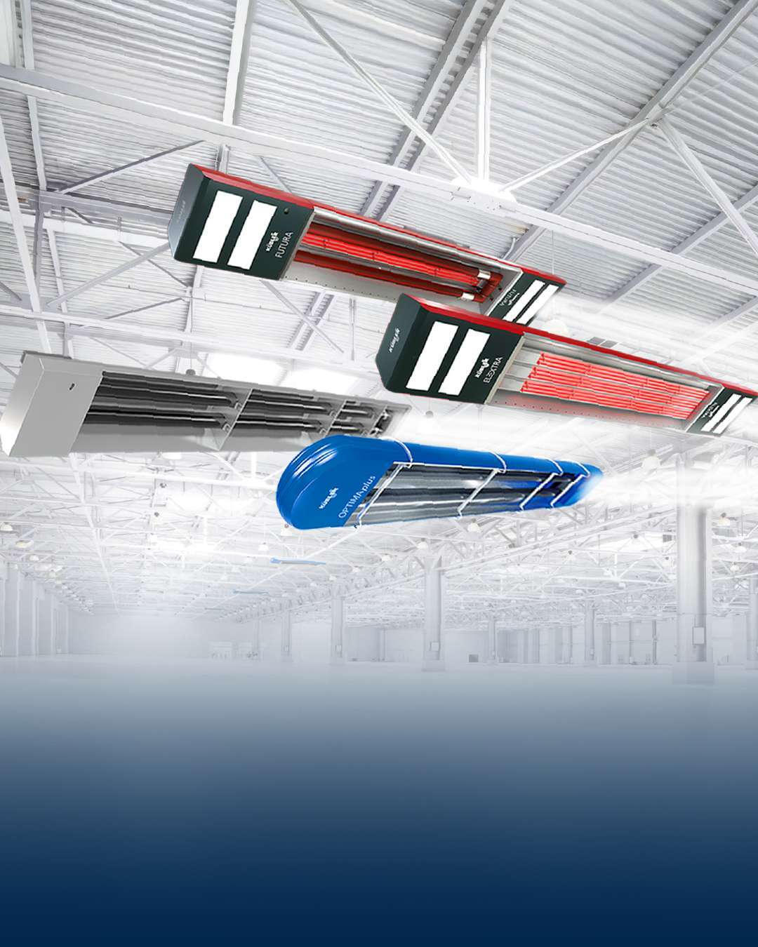 Kelluvia autoja futuristisessa tehdashallissa