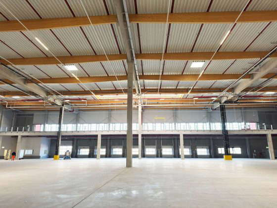 Empty logistics hall with large gates