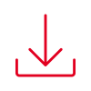 Rotes Download-Symbol mit Pfeil nach unten