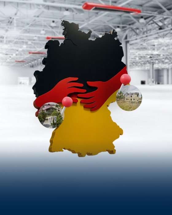 Deutschlandkarte mit Umarmung und markierten Standorten