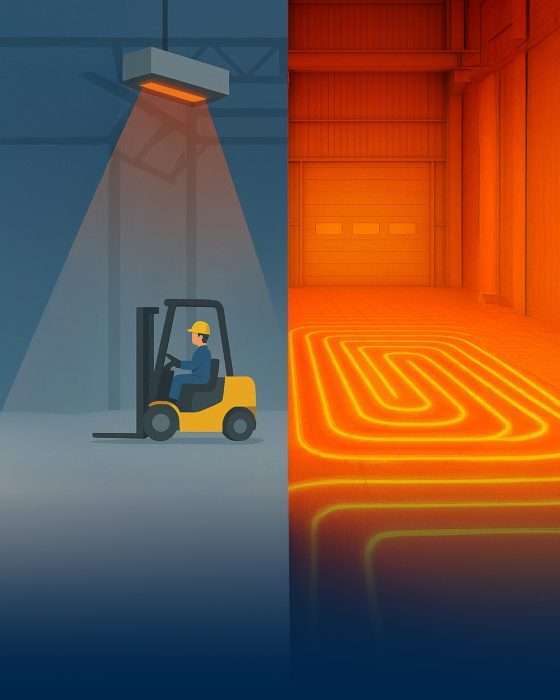 Gabelstapler in beheizter Lagerhalle Illustration